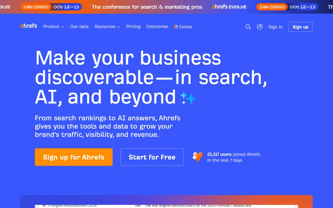 Ahrefs homepage
