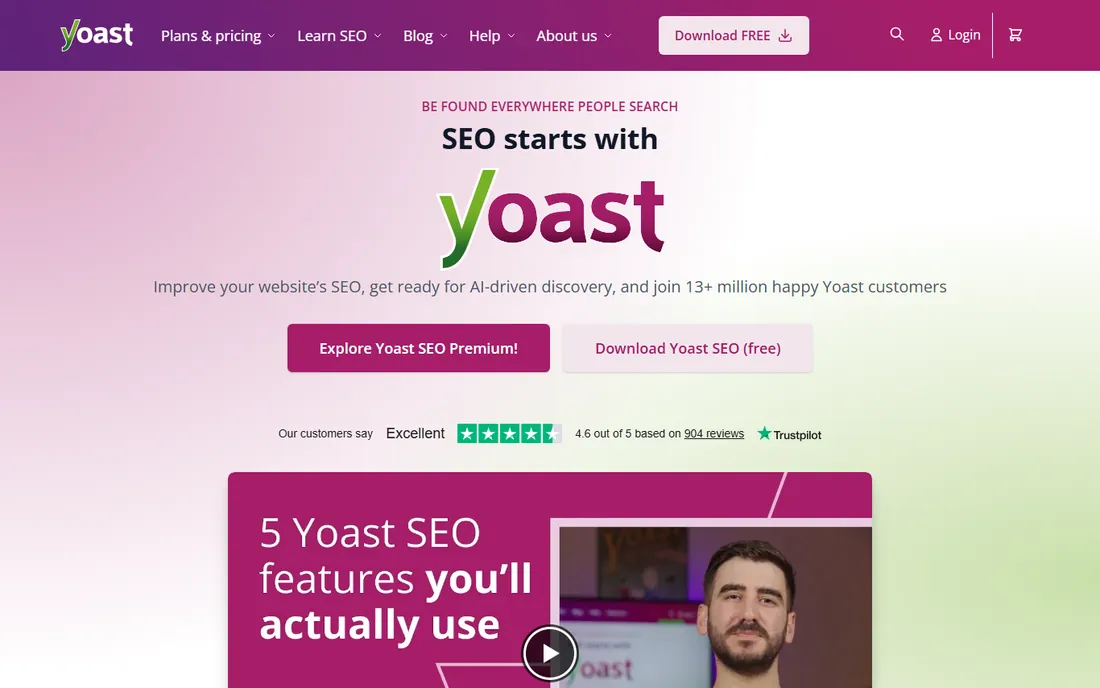 Yoast SEO homepage
