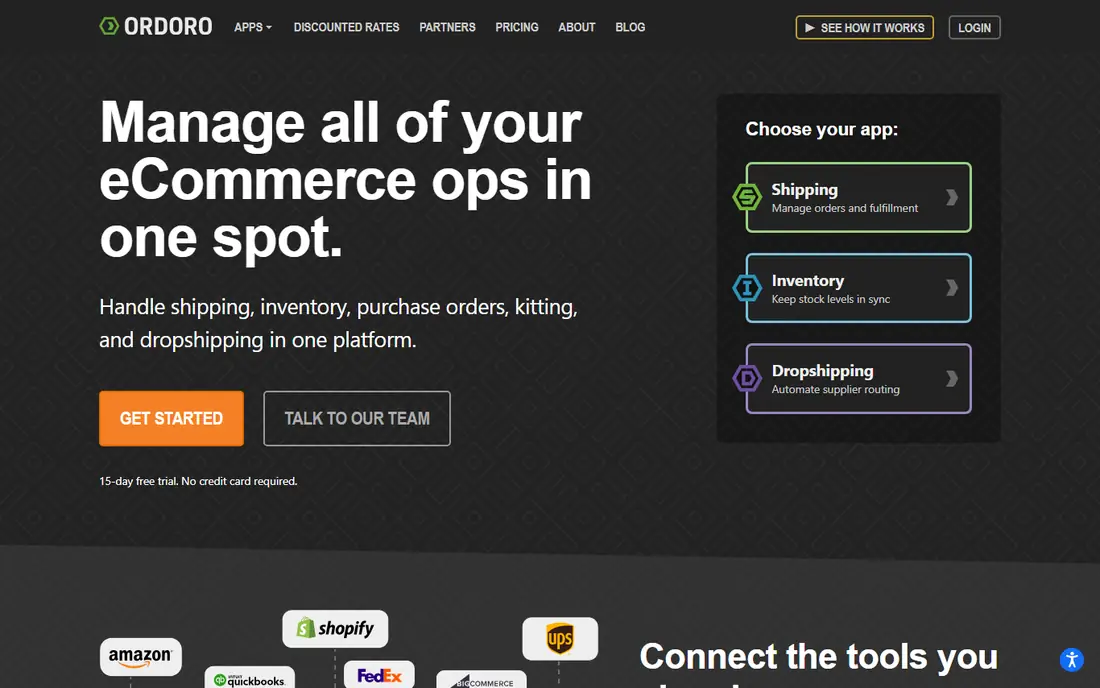 Ordoro homepage