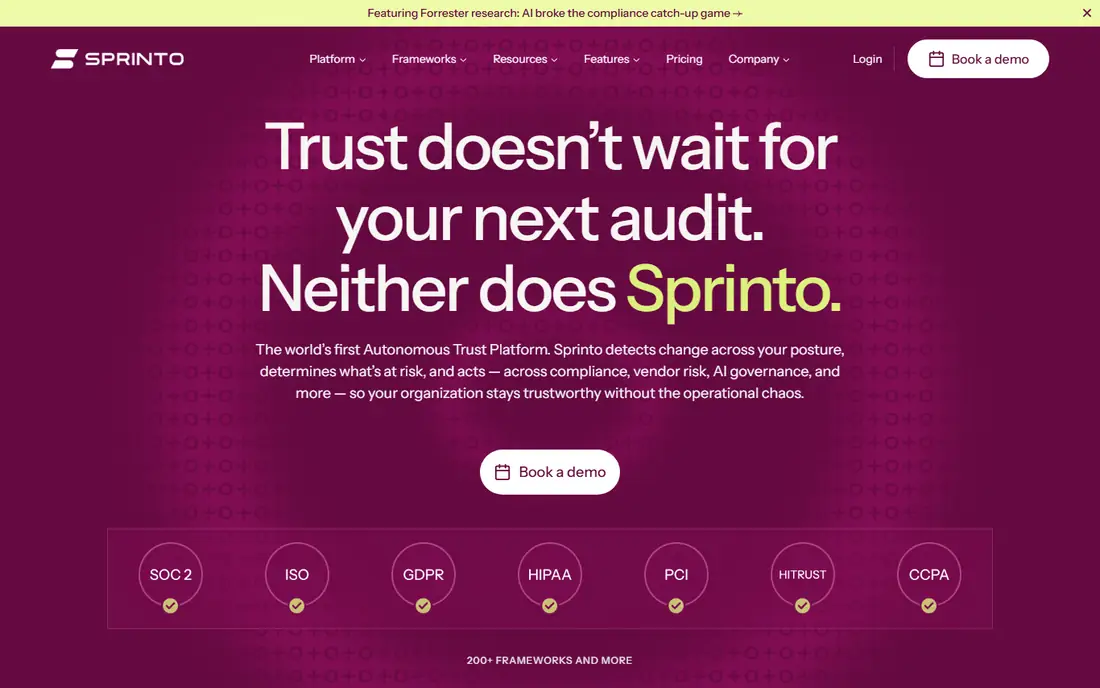 Sprinto homepage