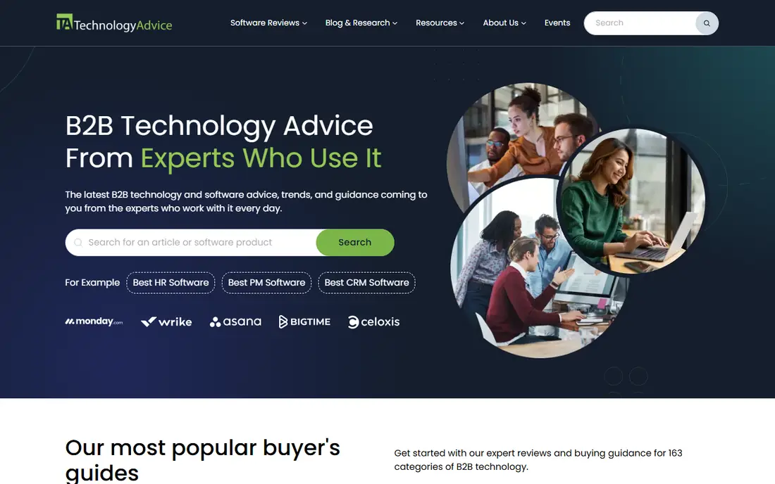 TechnologyAdvice homepage