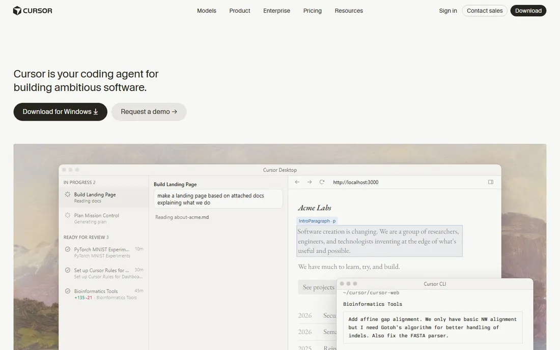 Cursor homepage