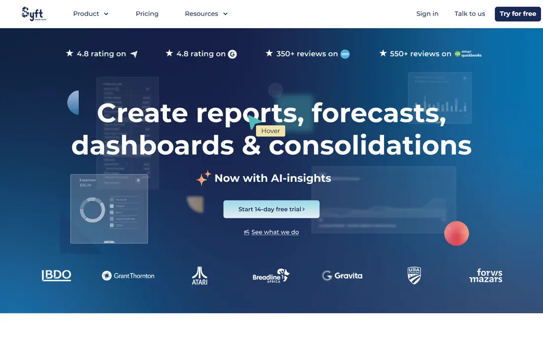Syft Analytics homepage