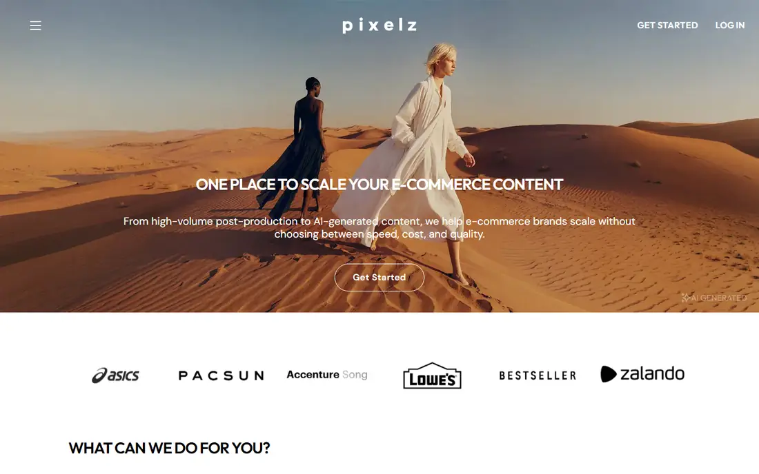 Pixelz homepage