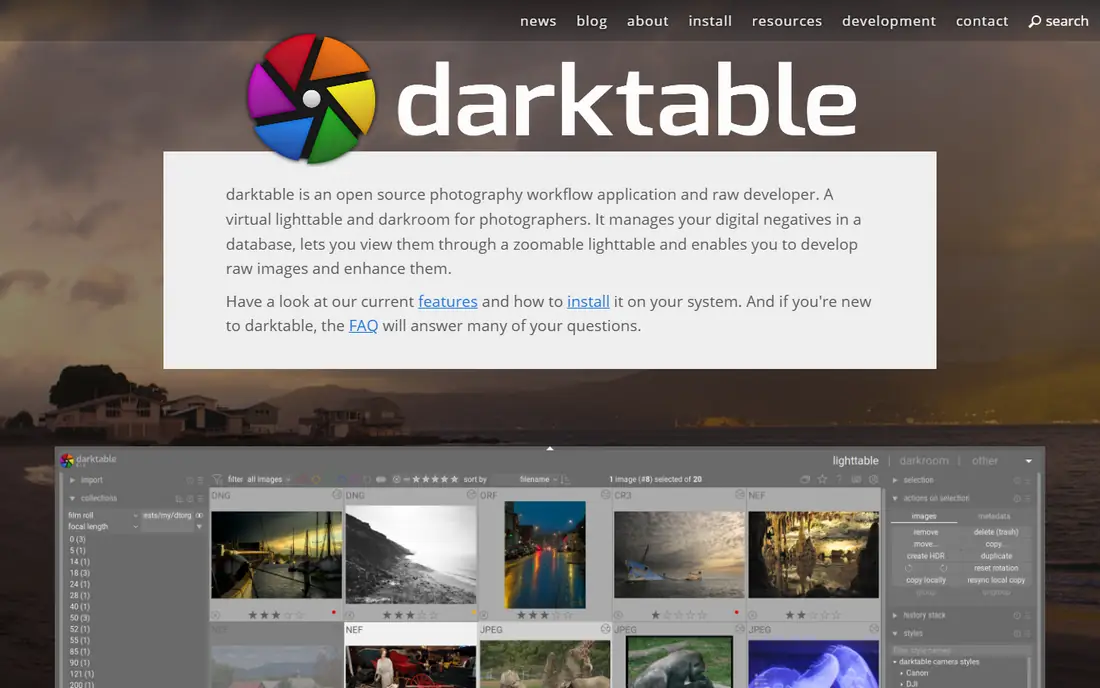 darktable homepage