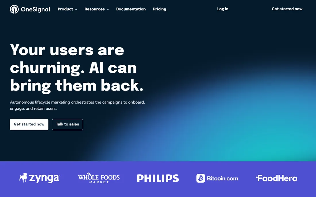OneSignal homepage
