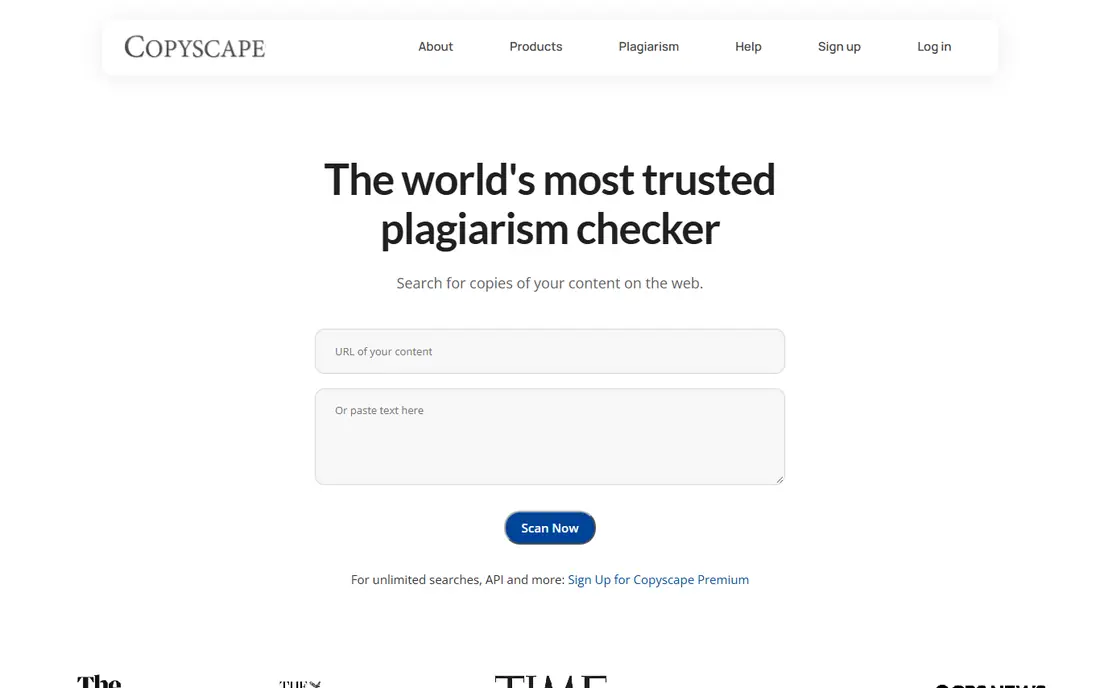 Copyscape homepage
