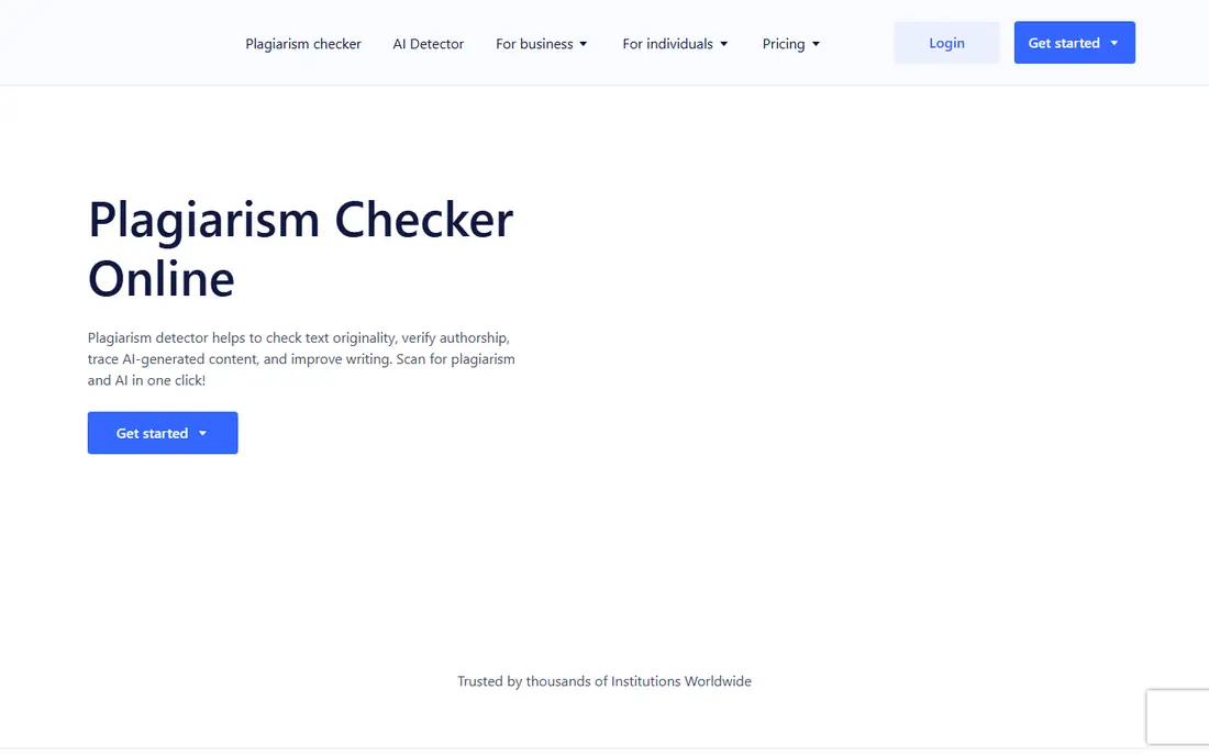 PlagiarismCheck.org homepage
