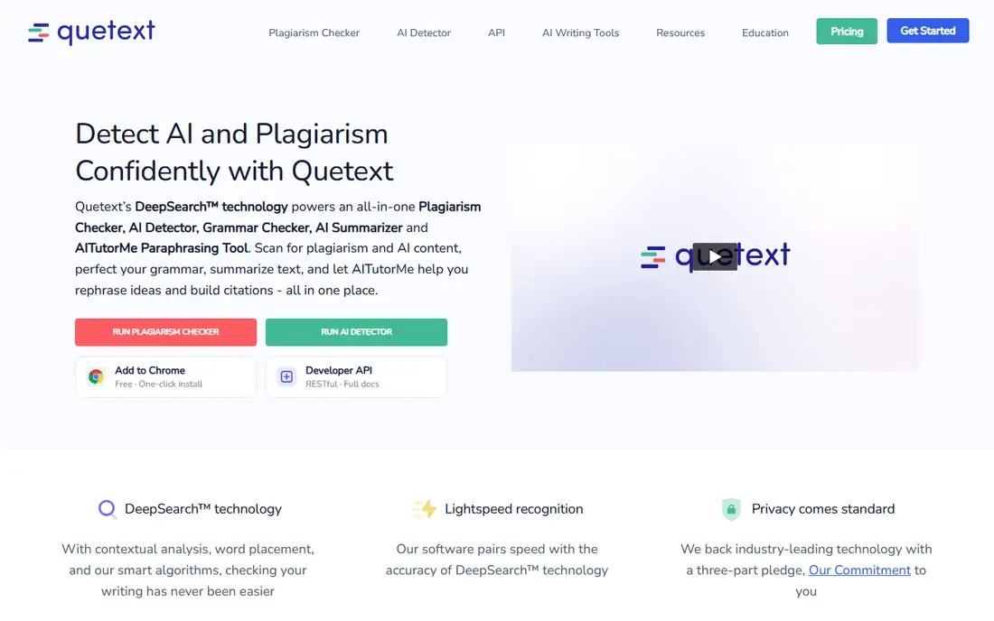 Quetext homepage