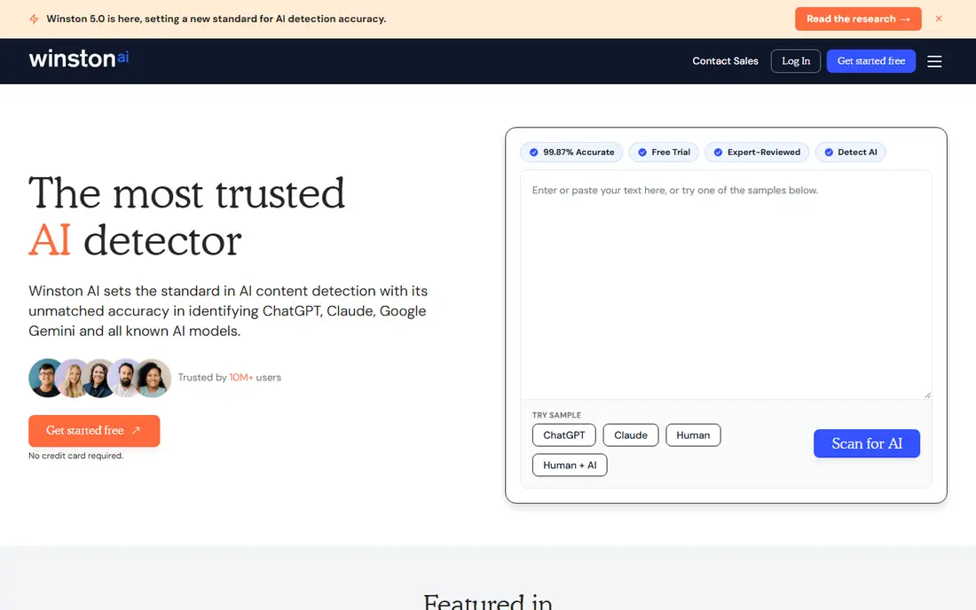 Winston AI homepage