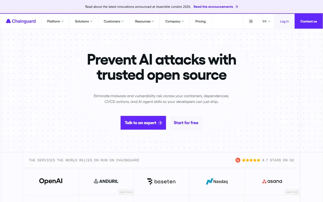 Chainguard homepage