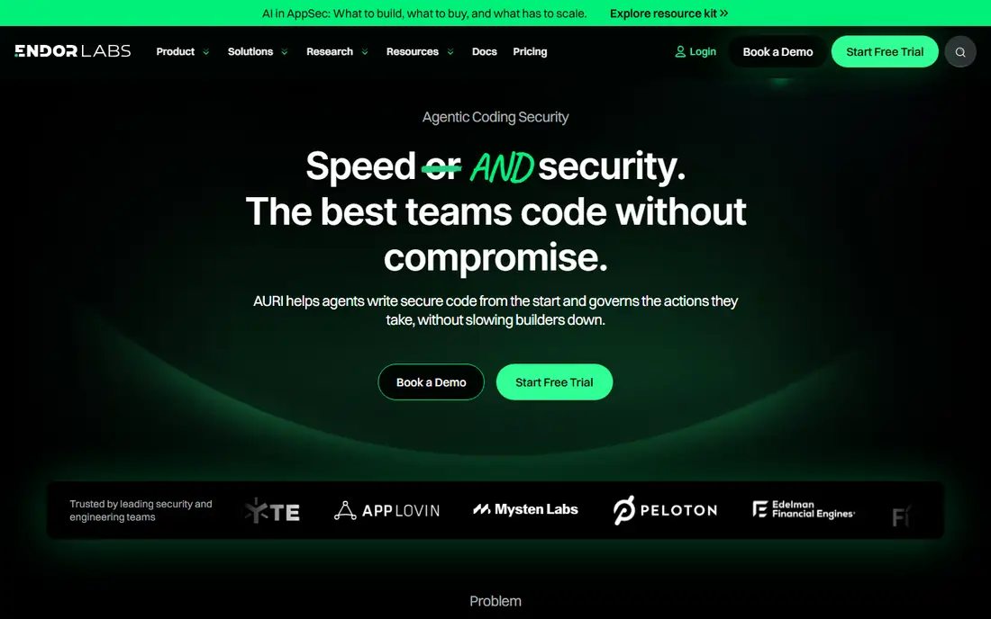 Endor Labs homepage