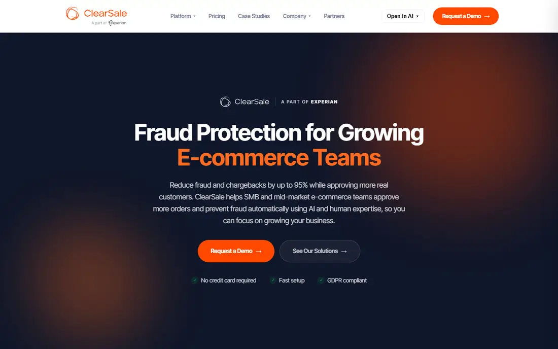ClearSale homepage