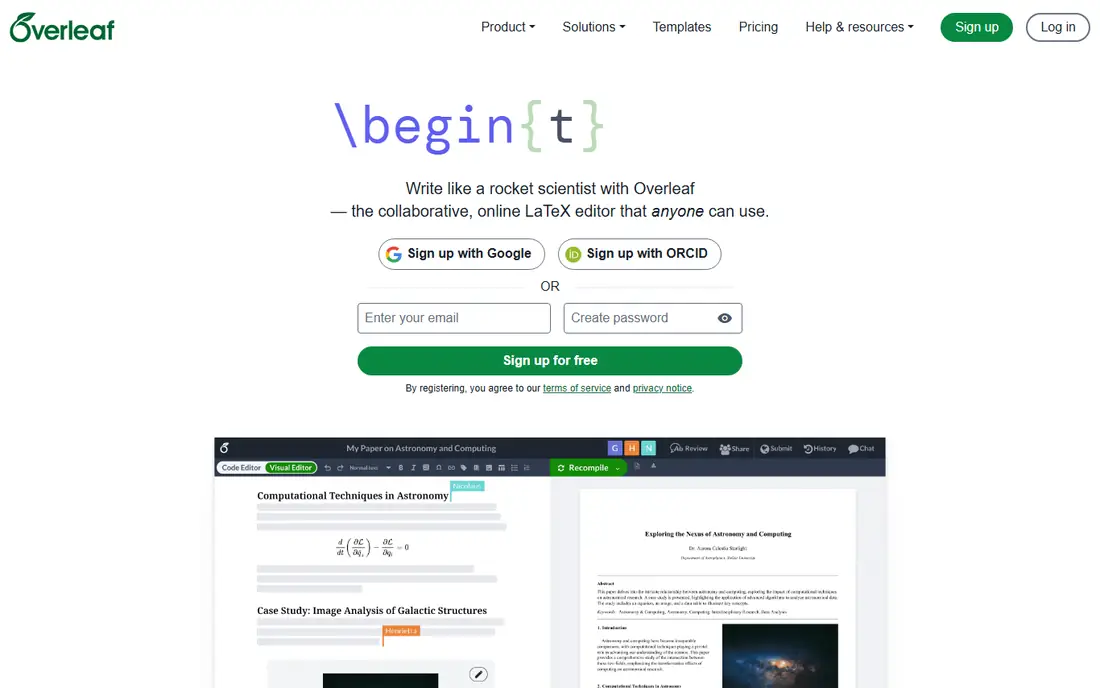 Overleaf homepage