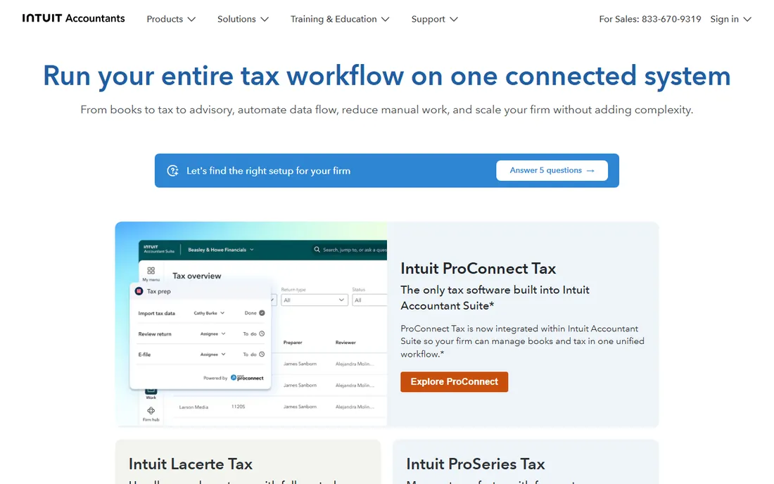 Intuit ProConnect Tax homepage