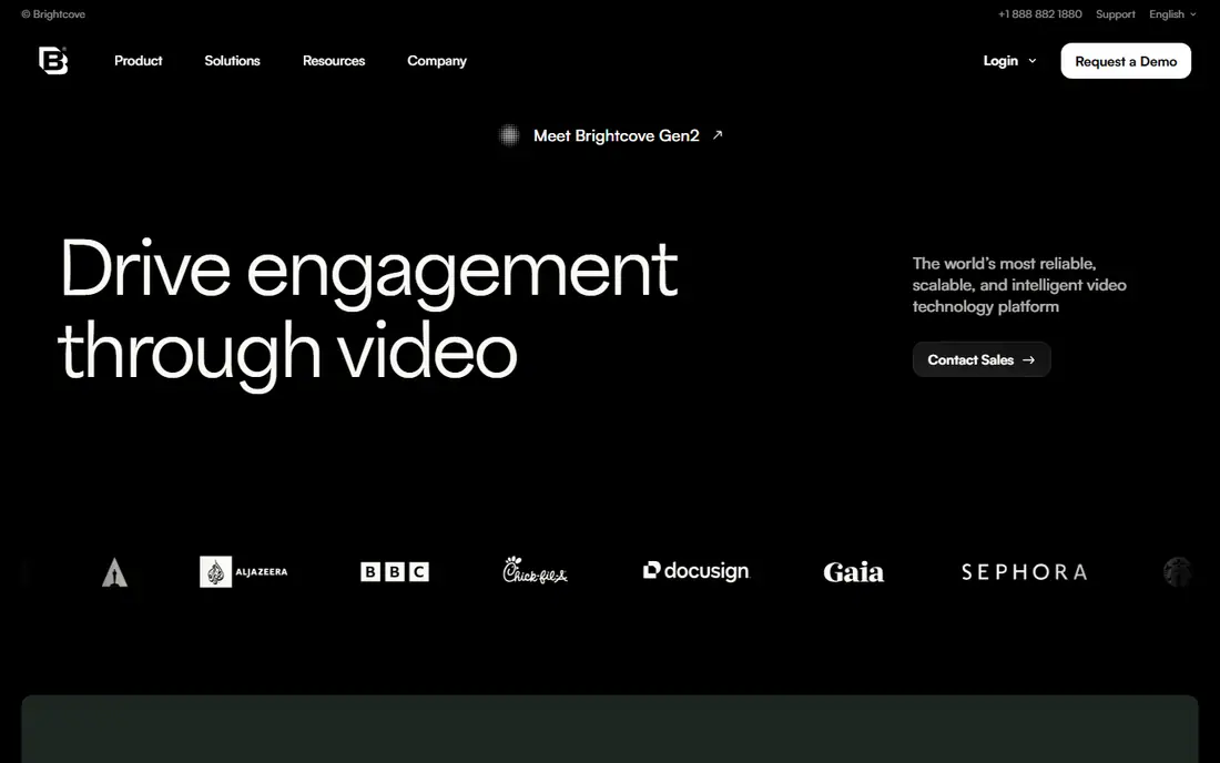 Brightcove homepage