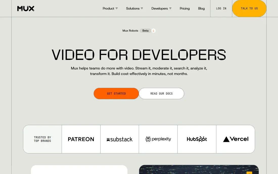 Mux Data homepage