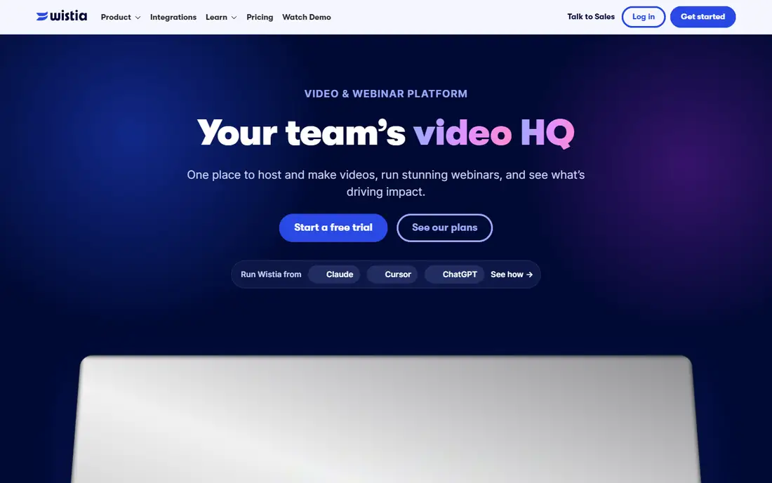 Wistia homepage