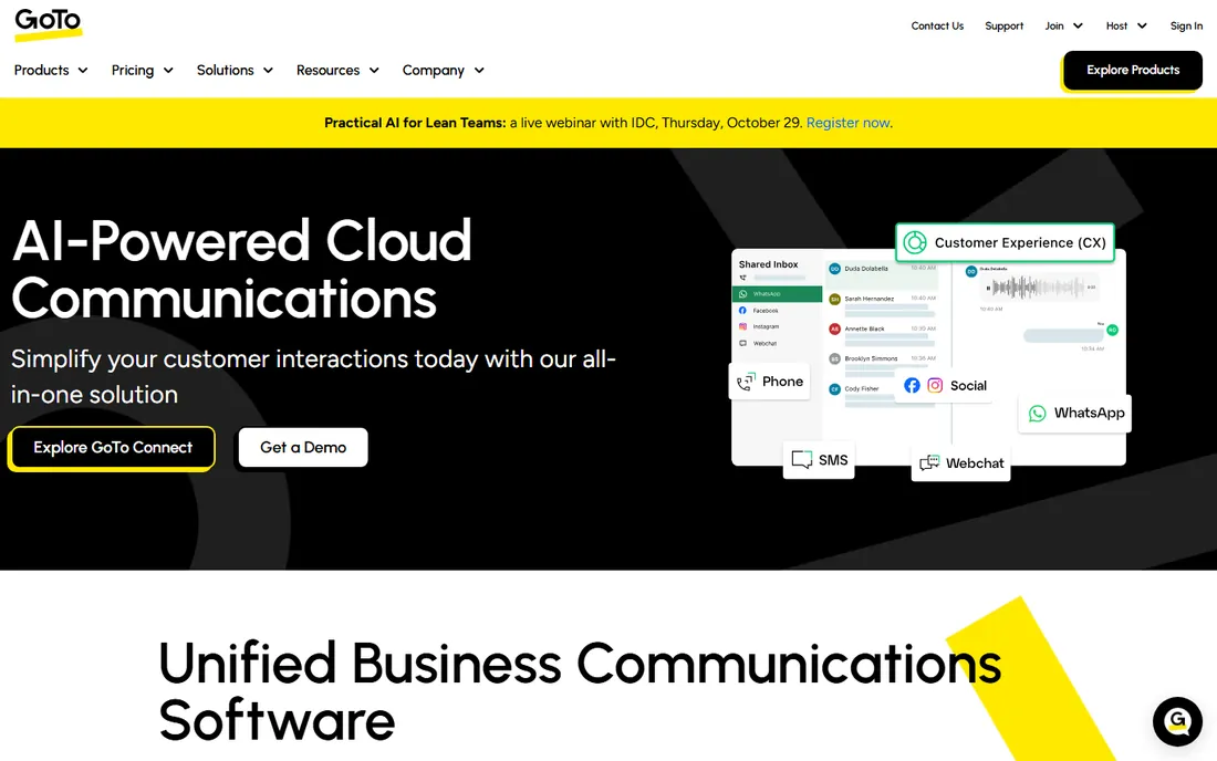 GoTo Meeting homepage