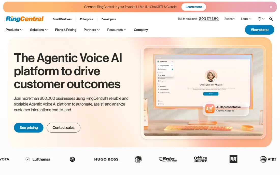 RingCentral Video homepage