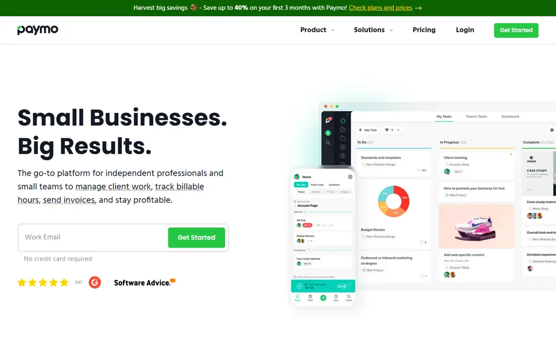 Paymo homepage