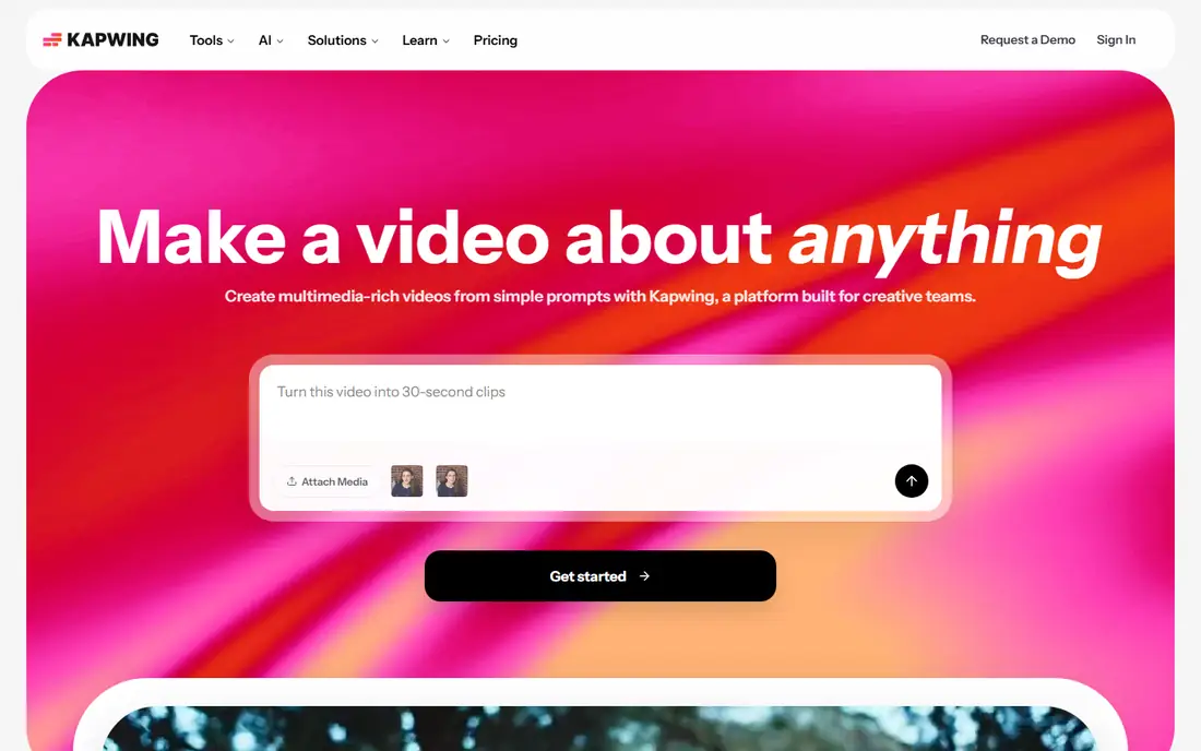 Kapwing homepage