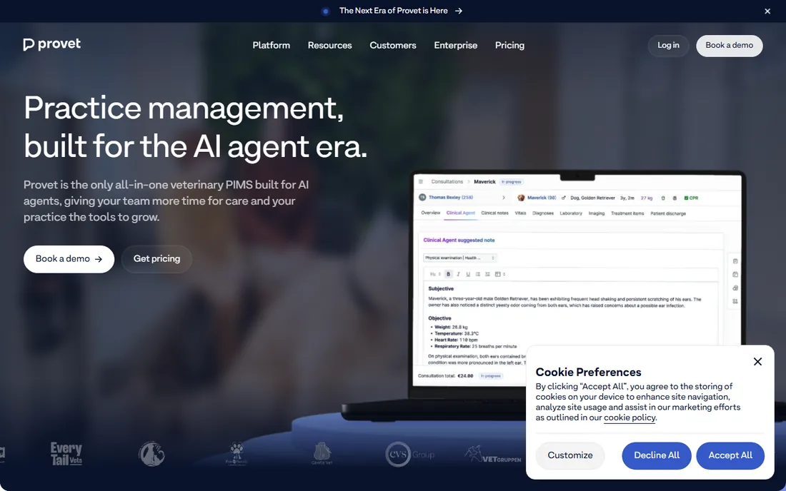 Provet homepage