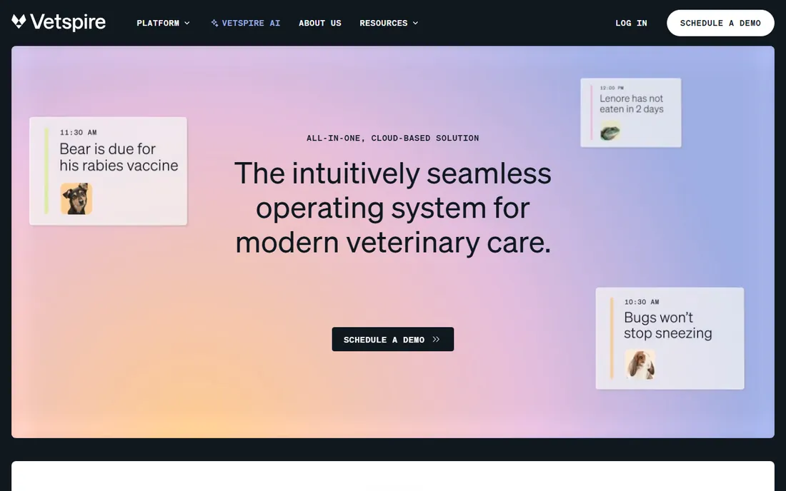 Vetspire homepage