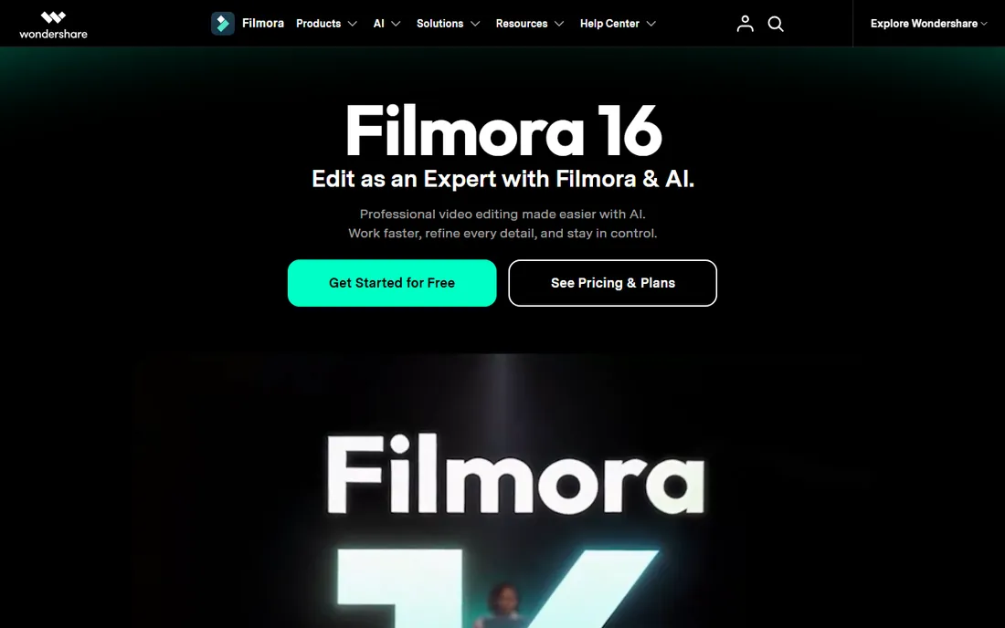 Filmora homepage