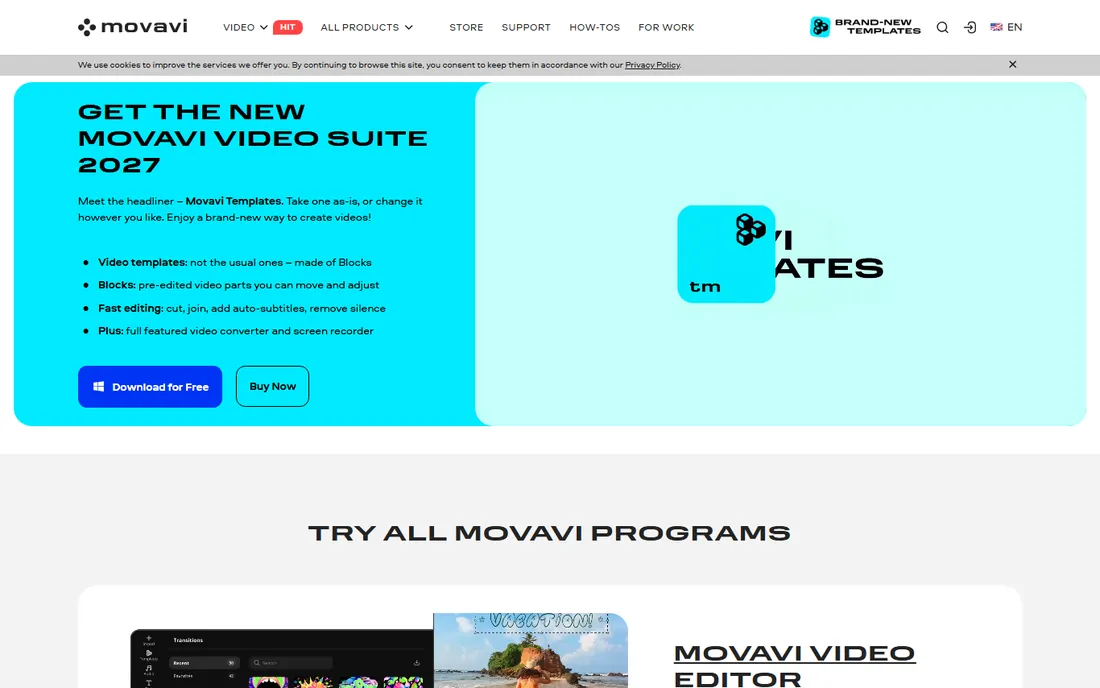 Movavi Video Editor homepage