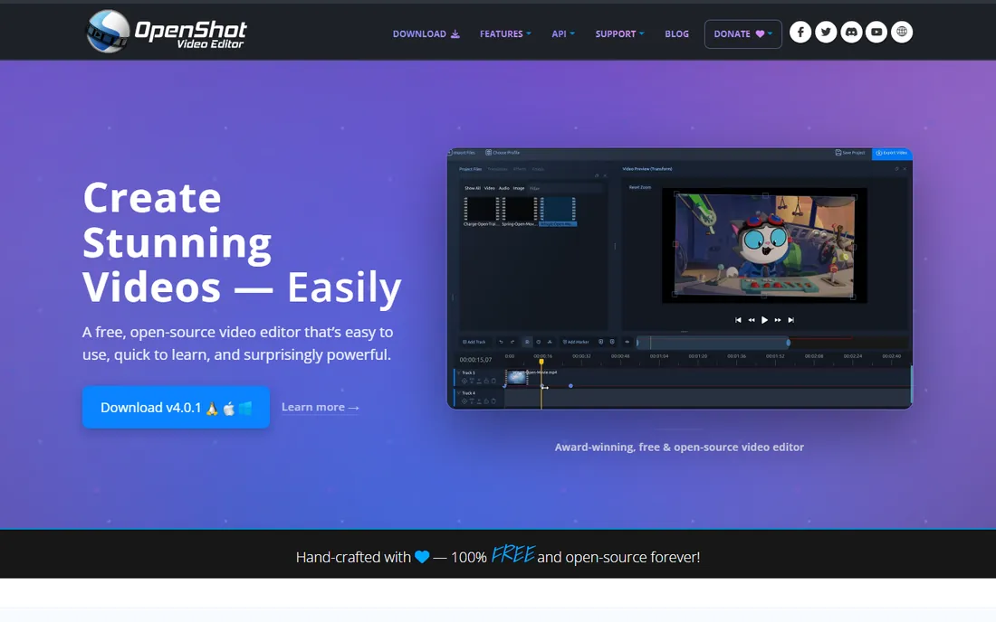 OpenShot homepage
