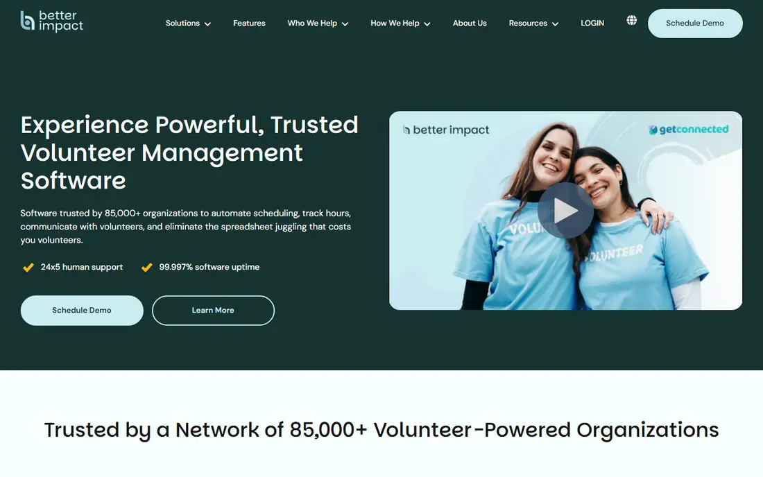 Better Impact (Volunteer Impact) homepage