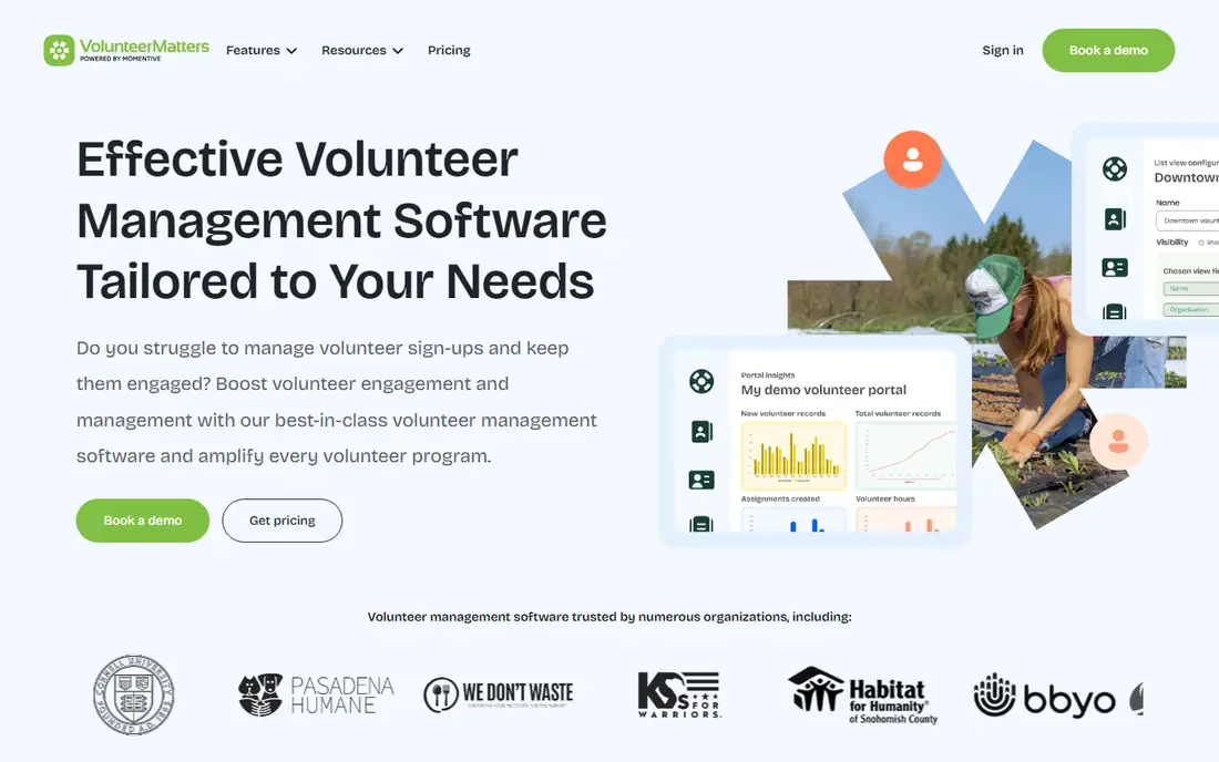 VolunteerMatters homepage