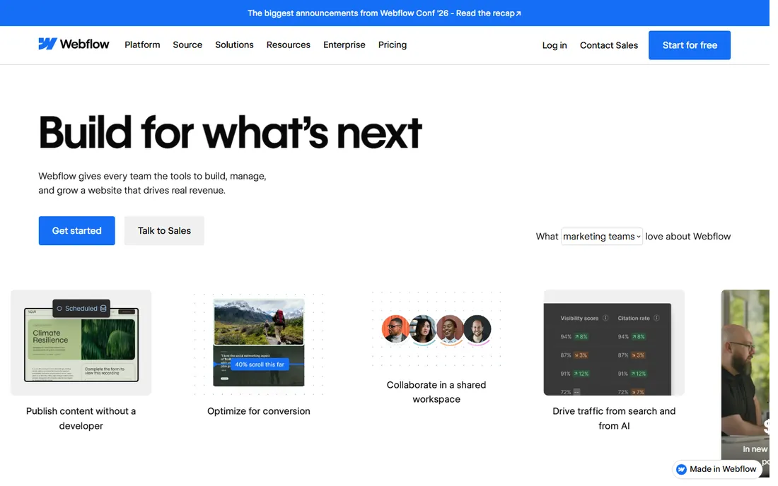 Webflow homepage