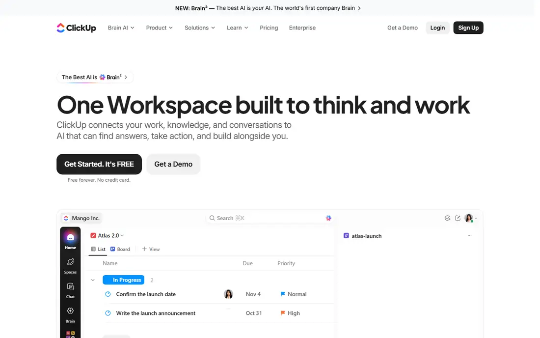 ClickUp homepage