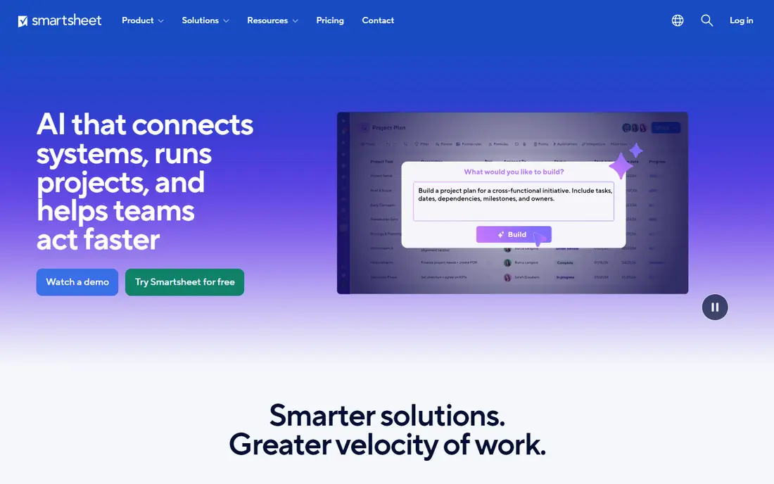 Smartsheet homepage