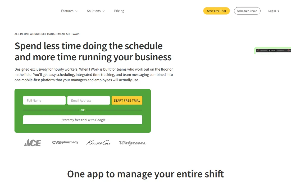 When I Work homepage