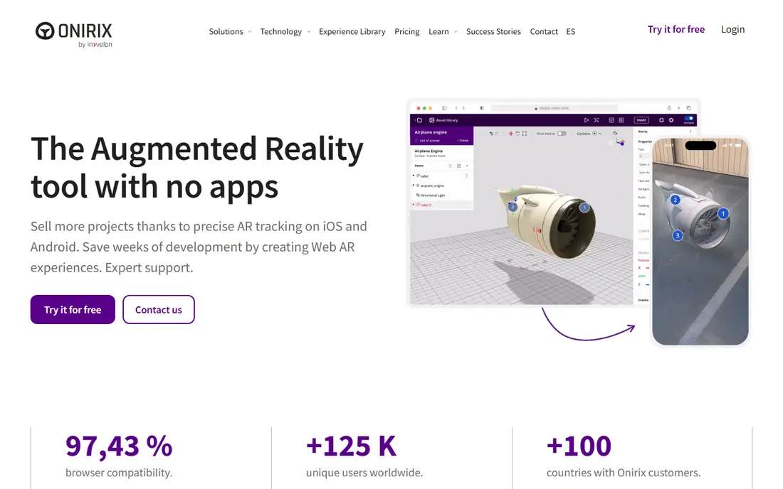 Onirix homepage