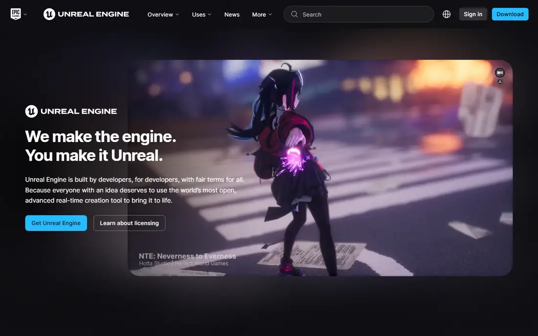 Unreal Engine homepage