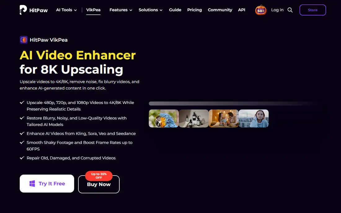 HitPaw Video Enhancer homepage