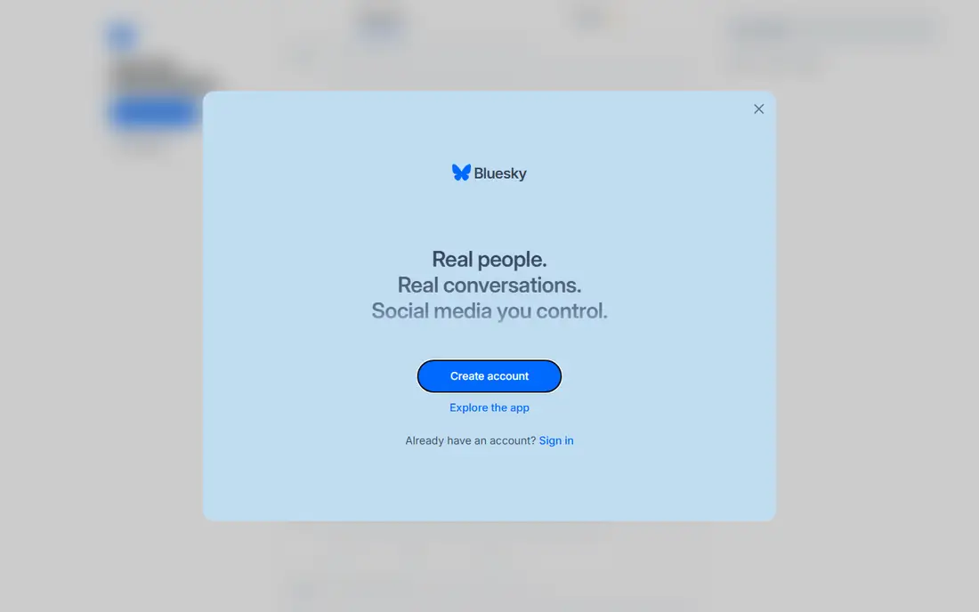 Bluesky homepage