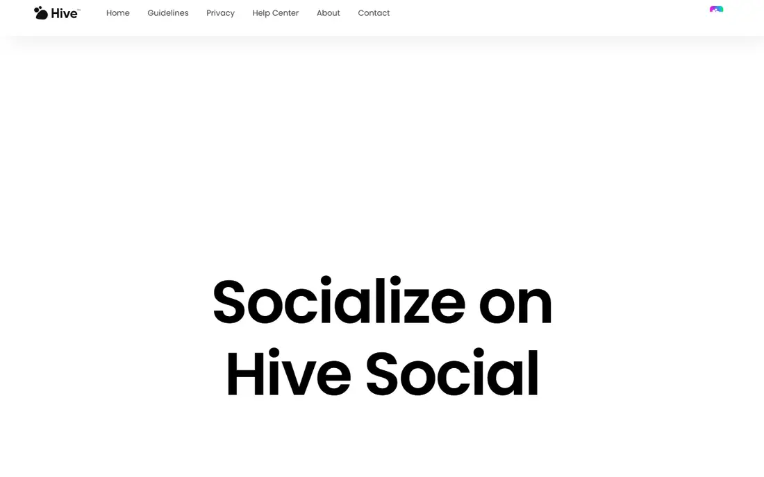 Hive Social homepage