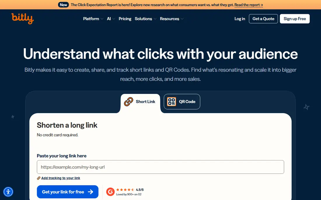 Bitly homepage
