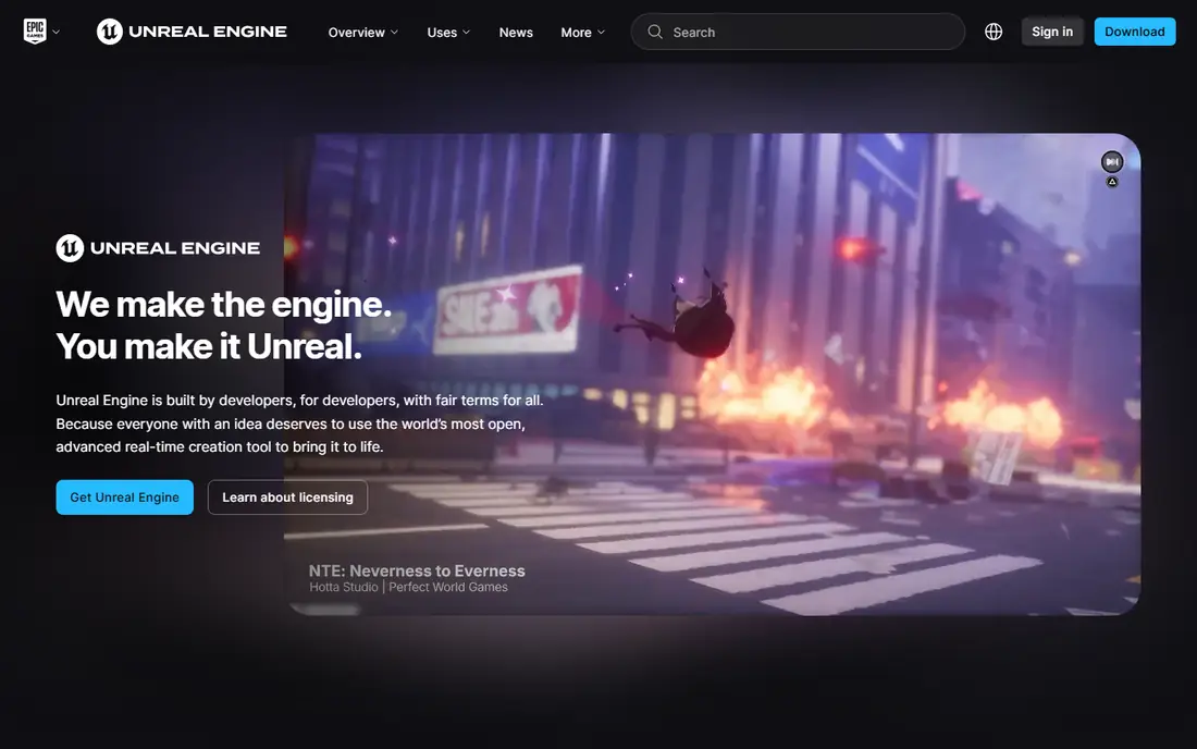Unreal Engine homepage