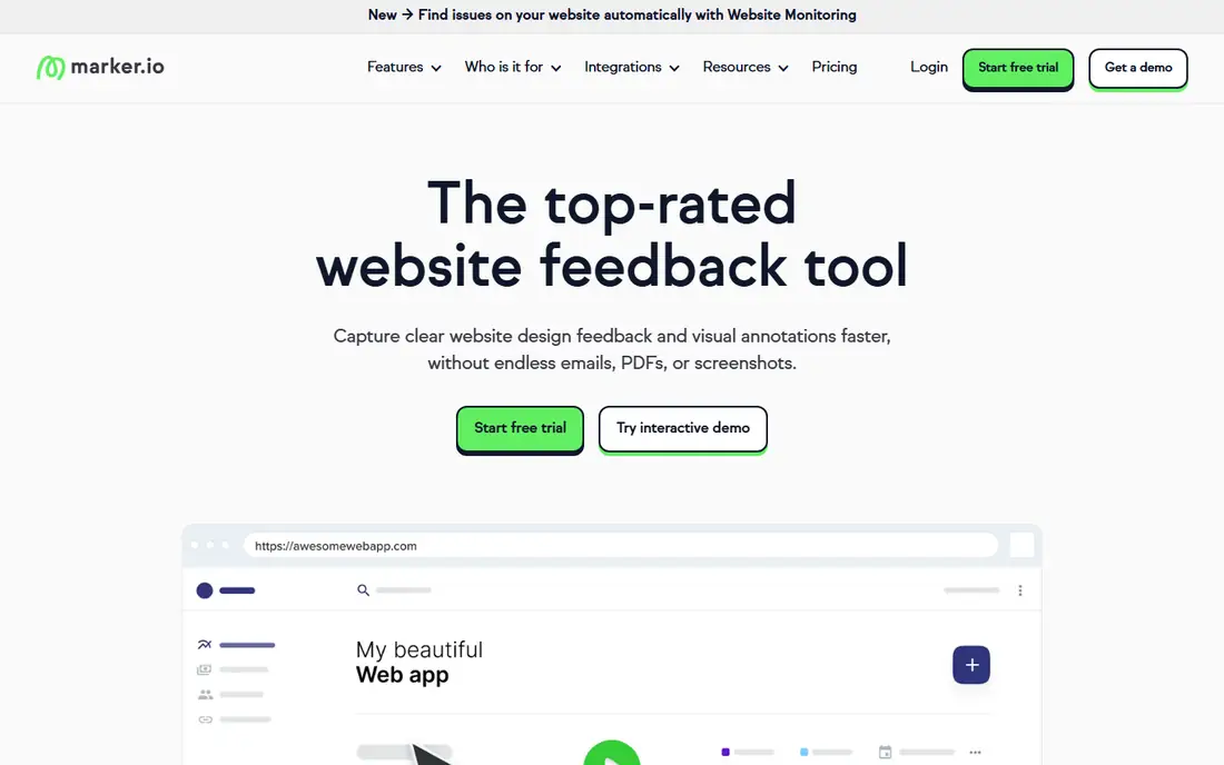 Marker.io homepage