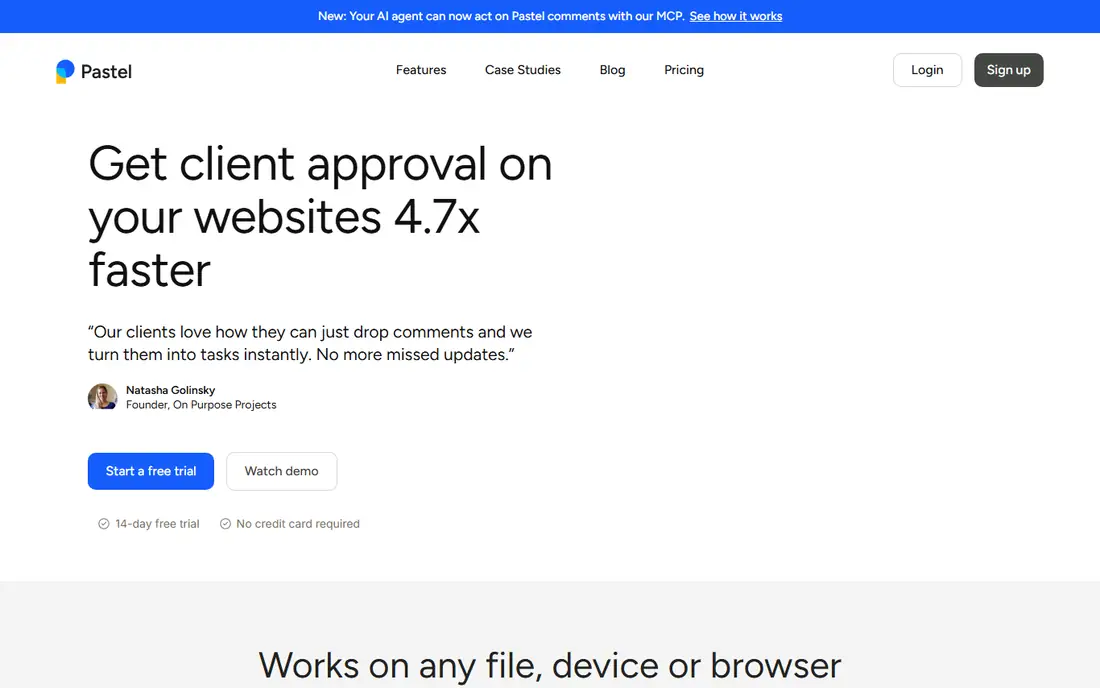 Pastel homepage