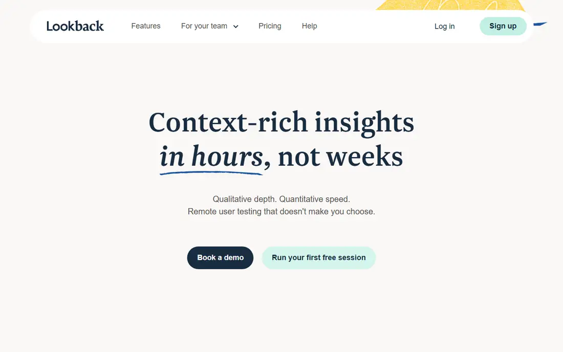 Lookback homepage