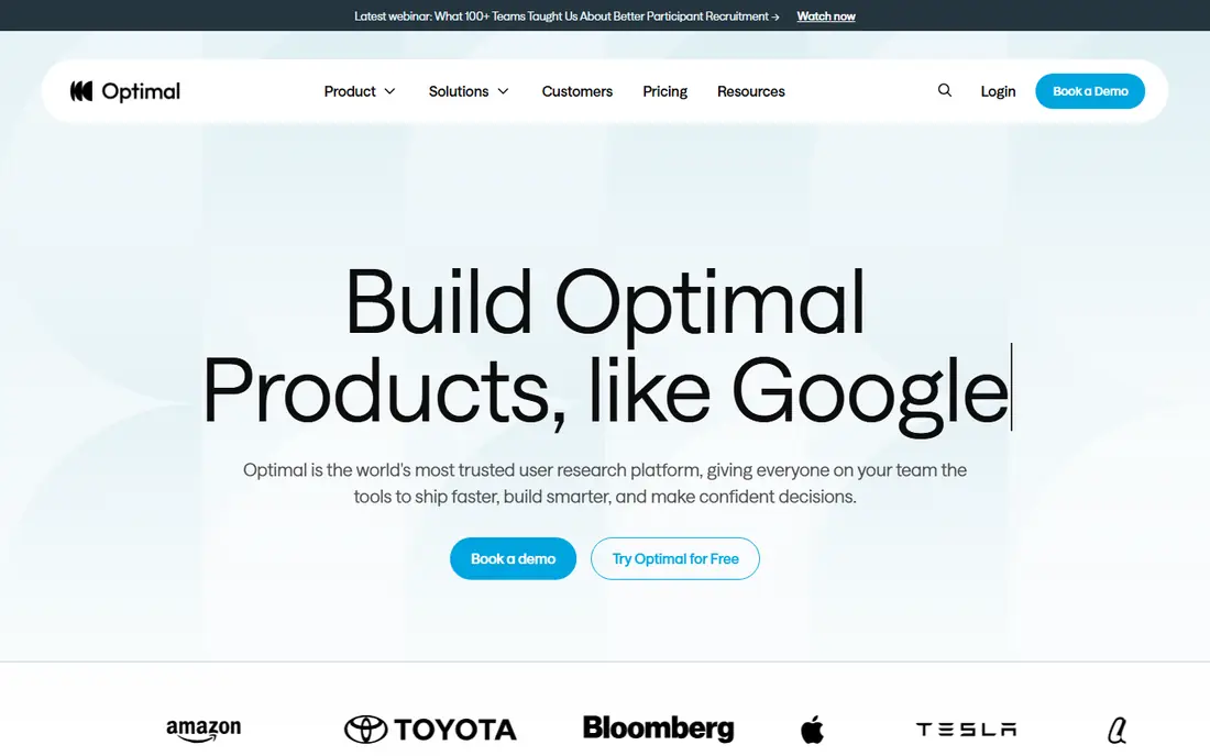 Optimal Workshop homepage