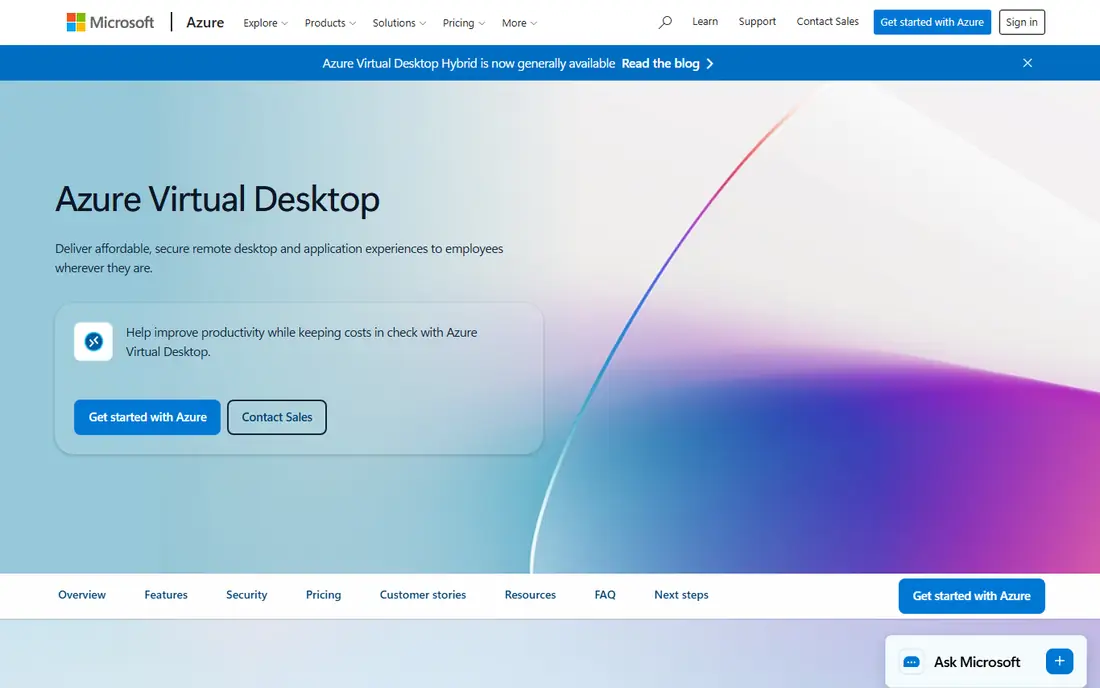 Azure Virtual Desktop homepage