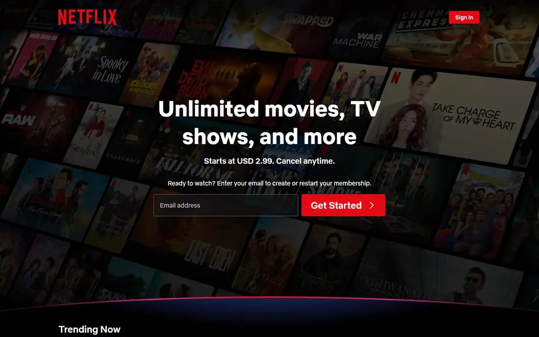 Netflix homepage
